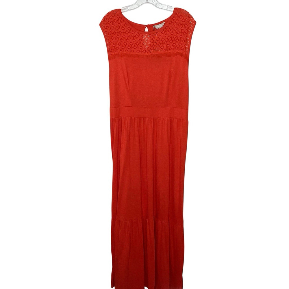 Anthology Maxi Dress Sz 14‎ Orange Prairie Boho Festival Lace Stretchy New